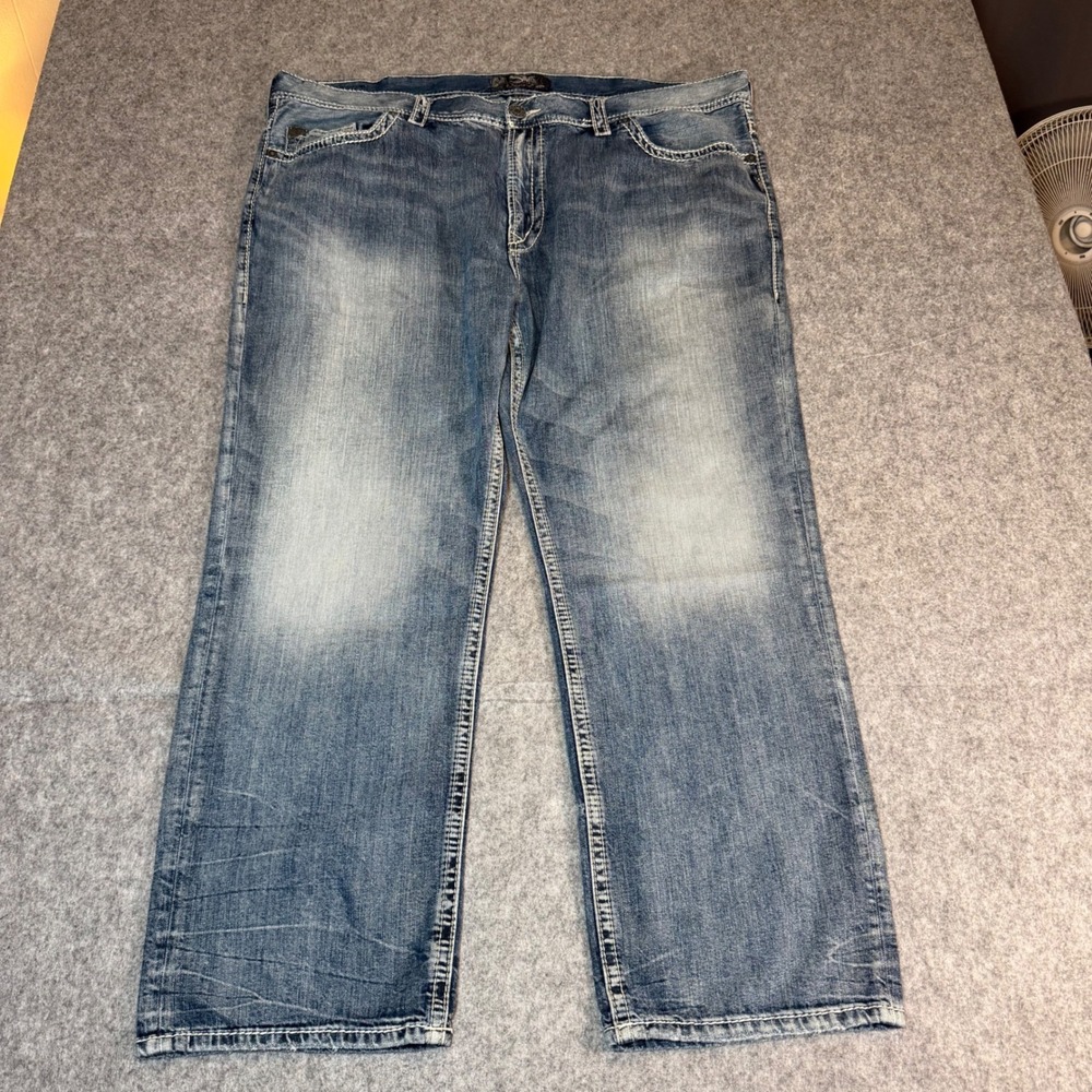 Silver Jeans Co Zac Relaxed Fit Straight Leg Blue Denim Jeans Mens W46 L30